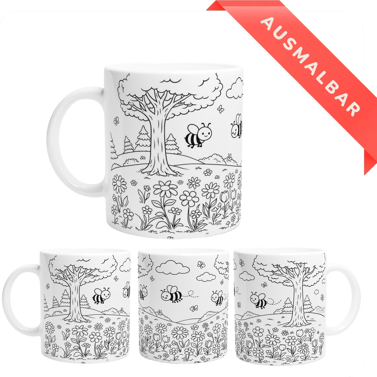 Ausmalbare Frühlings-Tasse