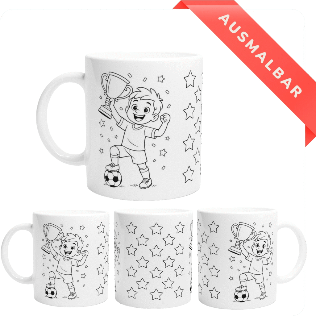Fussball Stern Ausmalbar Tasse
