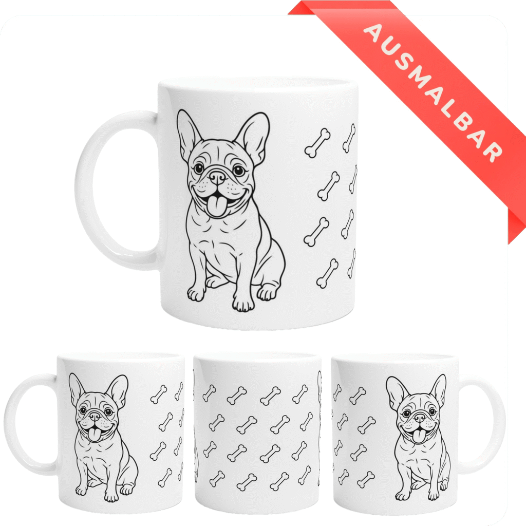 Hund Französische Bulldogge Ausmalbare Tasse