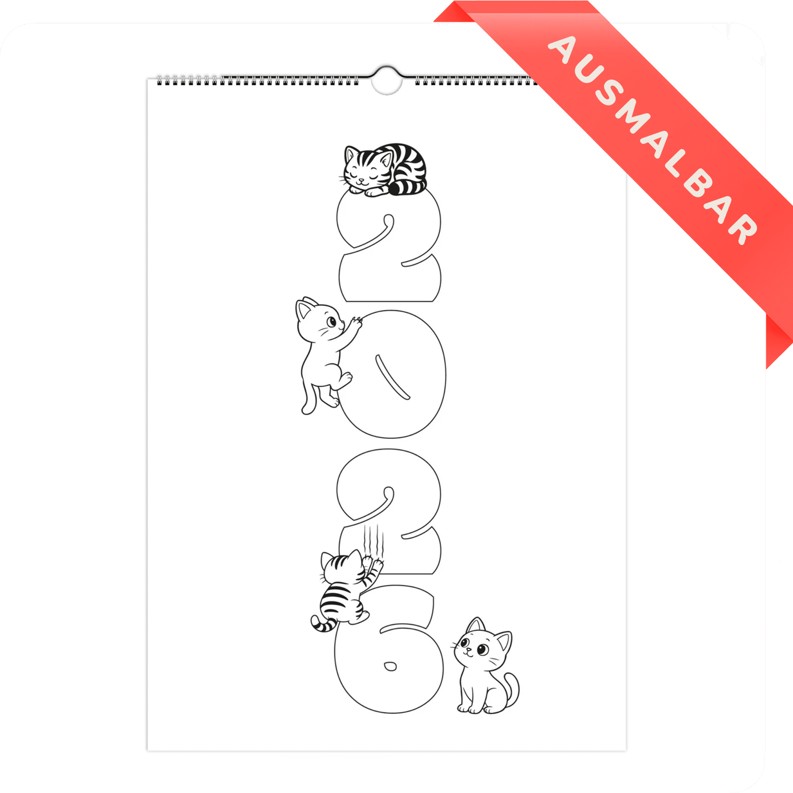 Ausmal-Kalender 2026 – Für kleine Katzenfans 🖍️