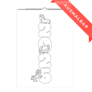 Ausmal-Kalender 2026 – Für kleine Pferdefans 🖍️