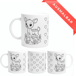 Rehkitz Herzen Ausmalbar Tasse