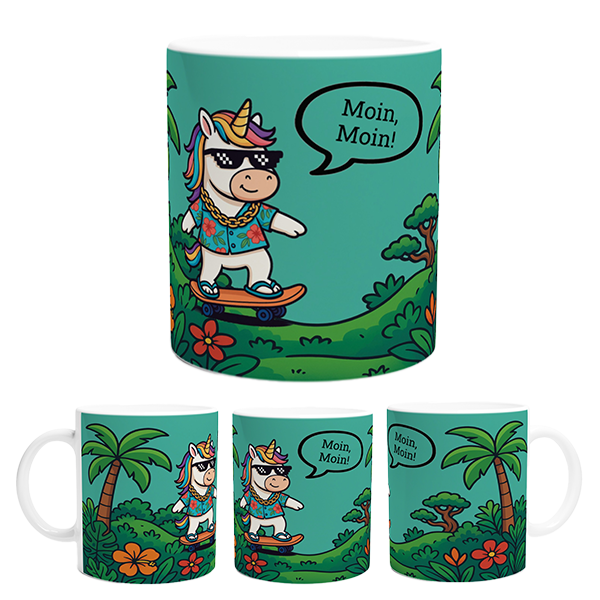 Tasse skatendes Einhorn