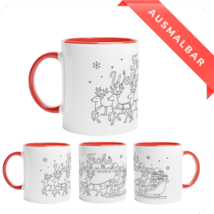 Tasse „Frohe Weihnachten“: Ausmalbar
