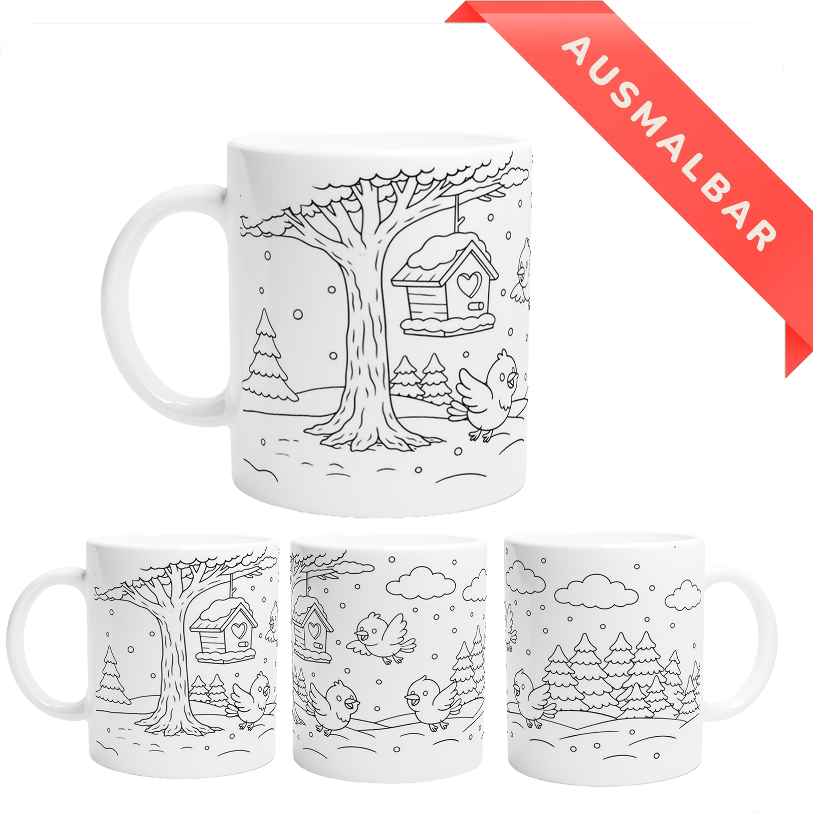 Ausmalbare Wintertasse