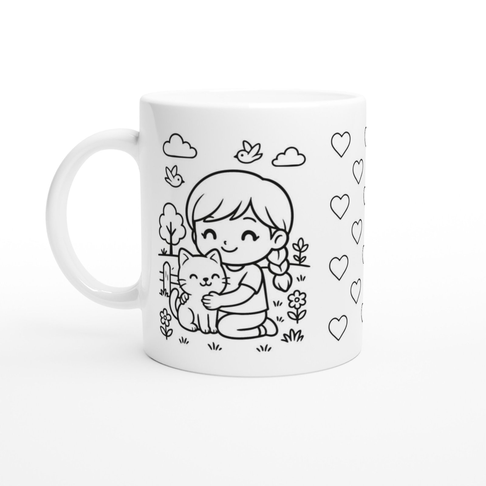 Ausmalbare Tasse mit Mädchen & Katze – Bild 4