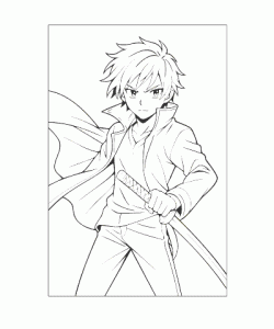 Ausmalbild Held mit Schwert als kreative Malvorlage