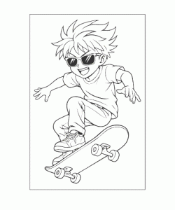 Ausmalbild Skateboard Sprung als kreative Malvorlage