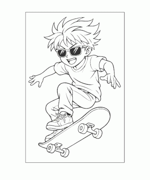 Ausmalbild Skateboard Sprung als kreative Malvorlage