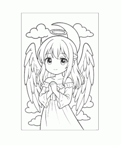 Ausmalbild Engel Mädchen als kreative Malvorlage