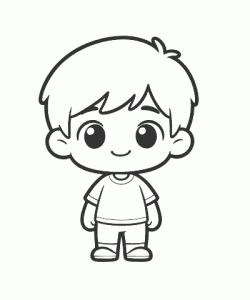 Ausmalbild Anime Junge mit einfachem T-Shirt