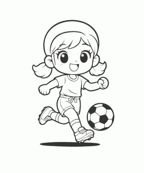 Ausmalbild Anime Mädchen beim Fußball spielen