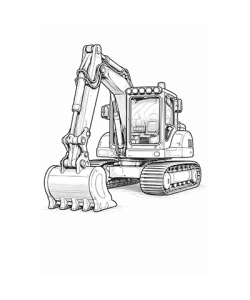 Ausmalbild Bagger detailliert