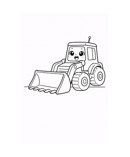 Ausmalbild Frontlader Kawaii