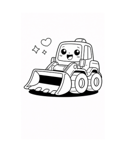 Ausmalbild Frontlader Kawaii 2
