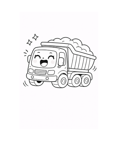 Ausmalbild Kipplader Kawaii