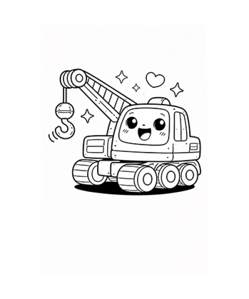 Ausmalbild fröhlicher Kran Kawaii