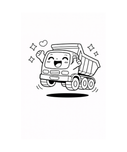 Ausmalbild fröhlicher Kipplader Kawaii