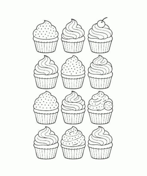 Ausmalbild-Cupcake-007