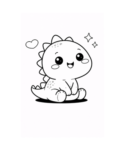 Ausmalbild Dinosaurierbaby sitzt und freut sich