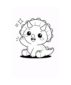 Ausmalbild Dinosaurierbaby winkt