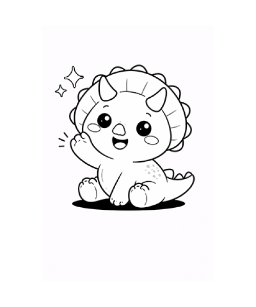 Ausmalbild Dinosaurierbaby winkt