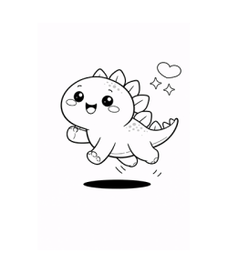 Ausmalbild Dinosaurierbaby hüpft fröhlich