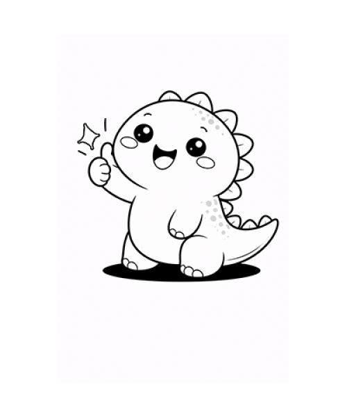 Ausmalbild Dinosaurierbaby thumbs up