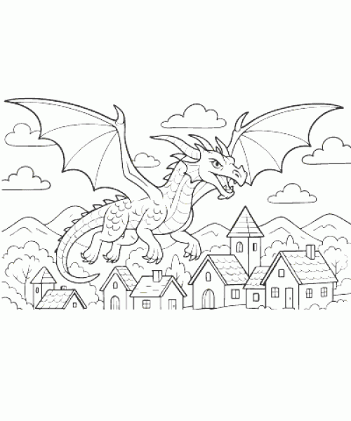 Ausmalbild-Drachen-002