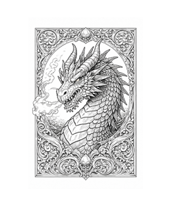 Ausmalbild Drache im Rahmen