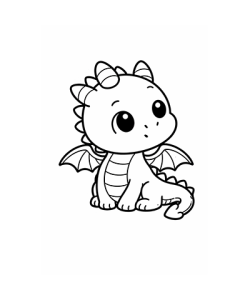 Ausmalbild kleiner Drache guckt süß
