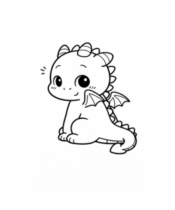 Ausmalbild kleiner Drache guckt süß