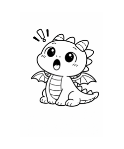 Ausmalbild kleiner Drache guckt überrascht