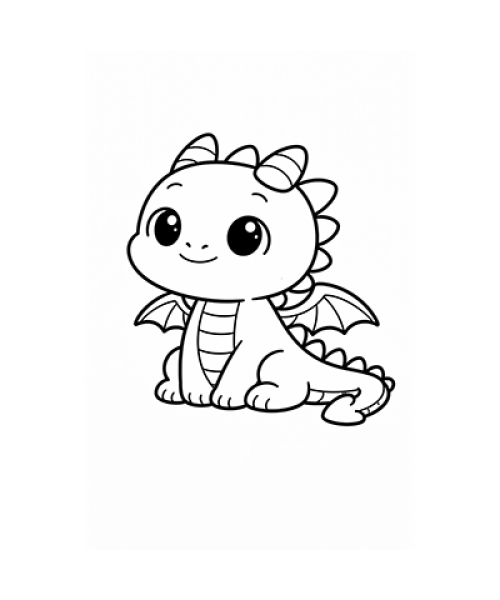 Ausmalbild kleiner Drache guckt süß 2