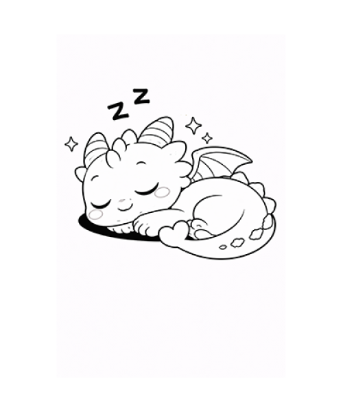 Ausmalbild kleiner Drache schläft