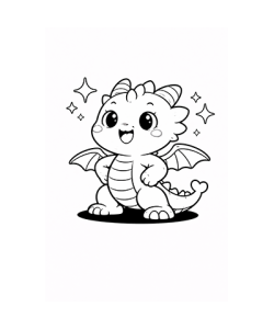 Ausmalbild kleiner Drache ist stolz