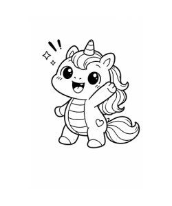 Ausmalbild winkendes Einhorn