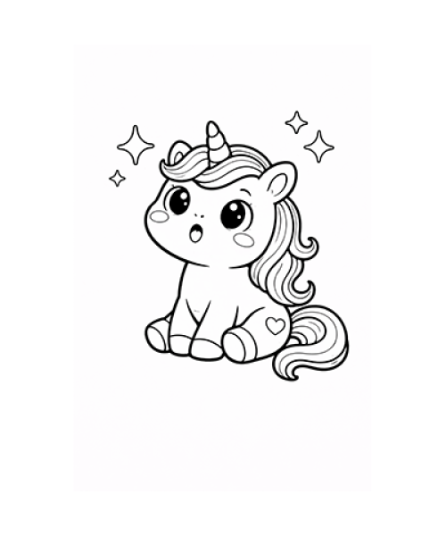 Ausmalbild erstauntes Einhorn