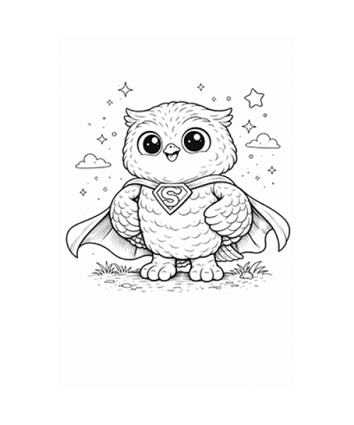 Ausmalbild Eule als Superheld