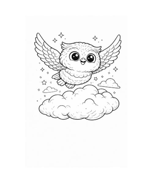 Ausmalbild Eule fliegt