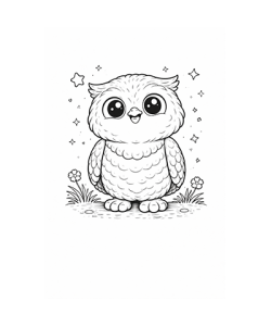 Ausmalbild Eule guckt süß