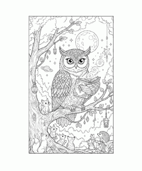 Ausmalbild Eule 044