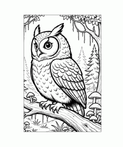 Ausmalbild Eule 045