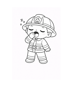 Ausmalbild müder Feuerwehrjunge
