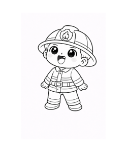 Ausmalbild Feuerwehrjunge 2