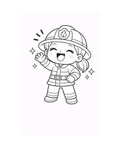 Ausmalbild Feuerwehrmädchen lacht