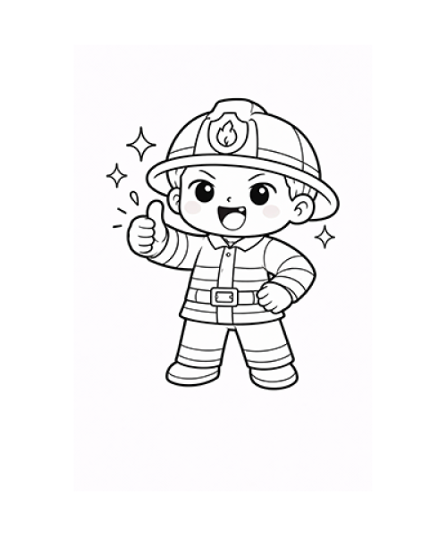 Ausmalbild Feuerwehrjunge 3