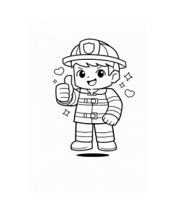 Ausmalbild Feuerwehrjunge Daumen hoch