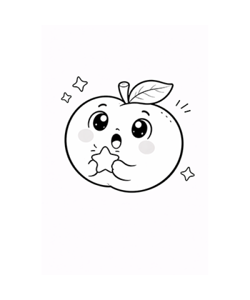 Ausmalbild Kirsche Kawaii