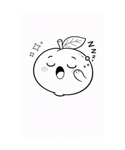 Ausmalbild müder Apfel Kawaii